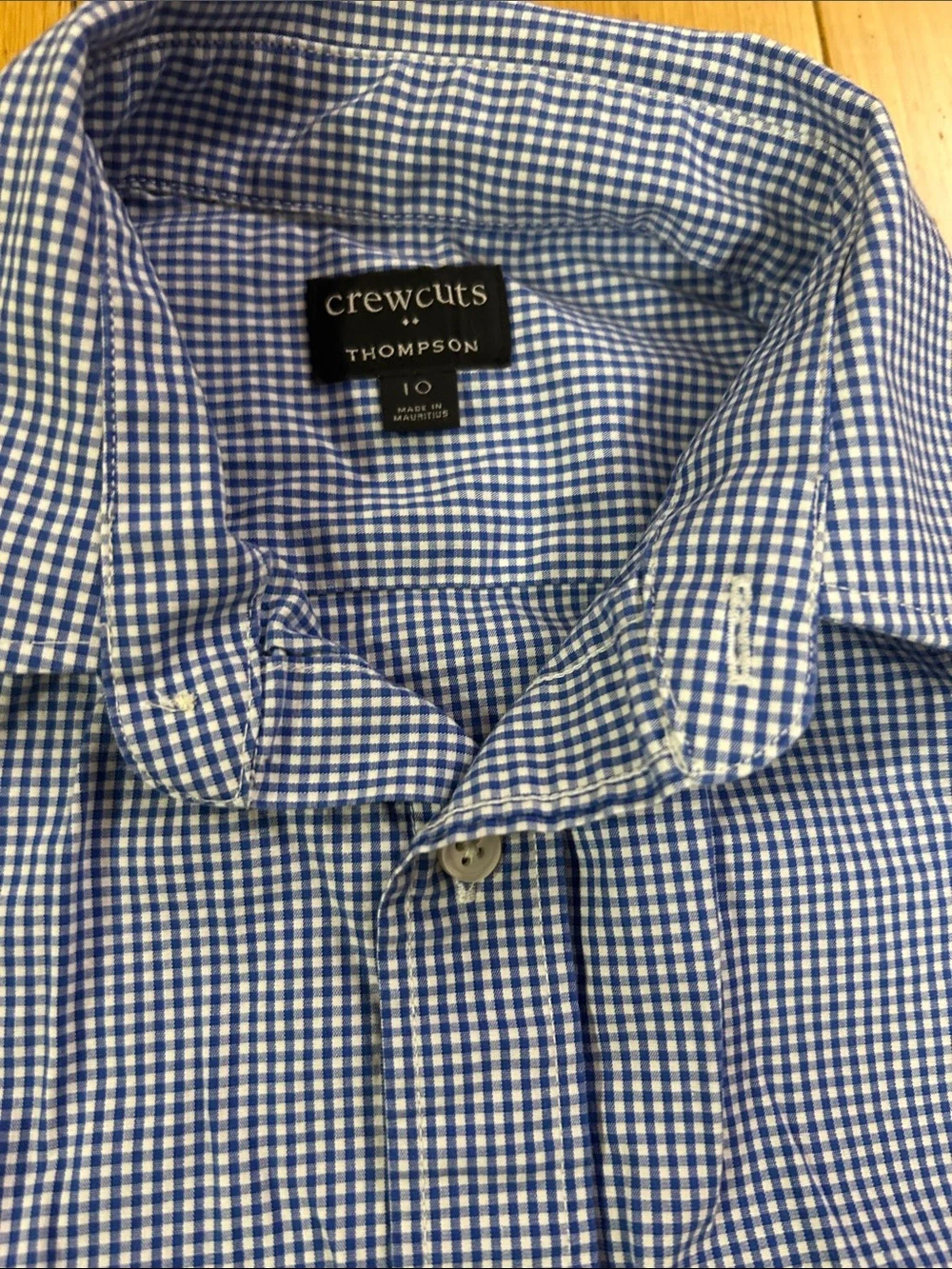 Crewcuts J. Crew Boys' Long Sleeve Gingham Button Down Shirt Size 10 Blue White